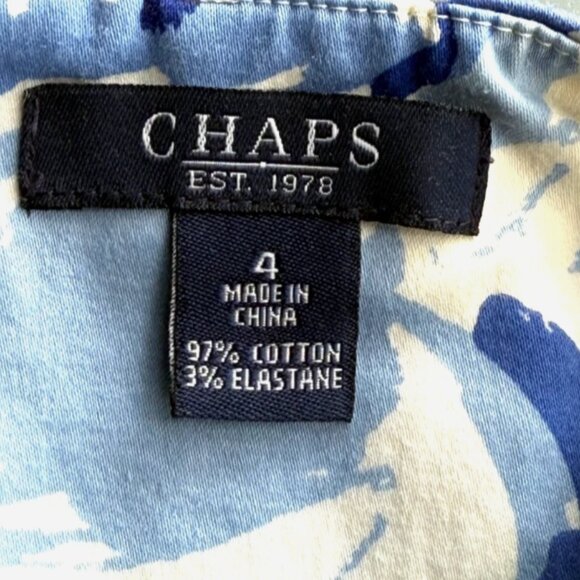 Chaps Ralph Lauren Blue Ivory Green Floral Fit & Flare Dress Women’s Size 4 - Picture 7 of 8